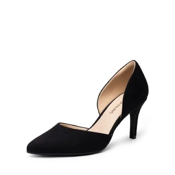 NWOT Dream Pairs Black D’Orsay Heels |  Size 9 | 3-Inch Pointed Toe Pumps - Picture 2 of 7